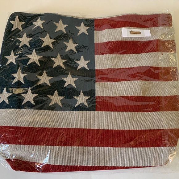 American Flag Canvas Tote- Zipper Close- NWT - Picture 7 of 7